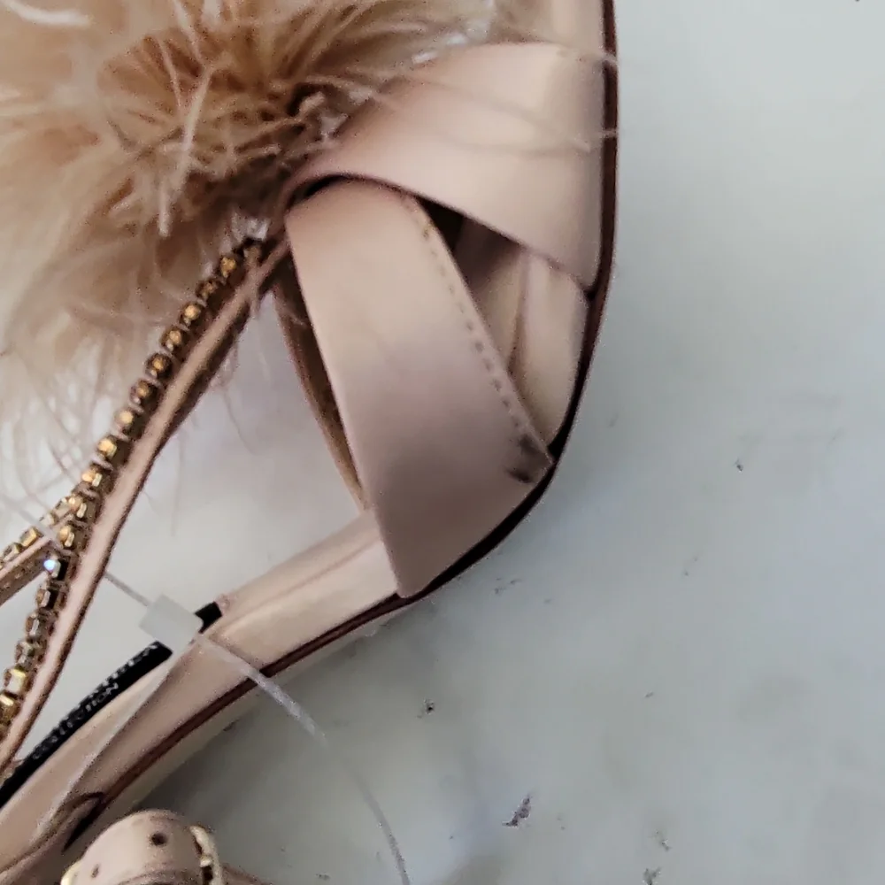 Antonio Melani Collection Aurora Feathered Rhinestone Embellished Dress Sandals - Picture 5 of 13